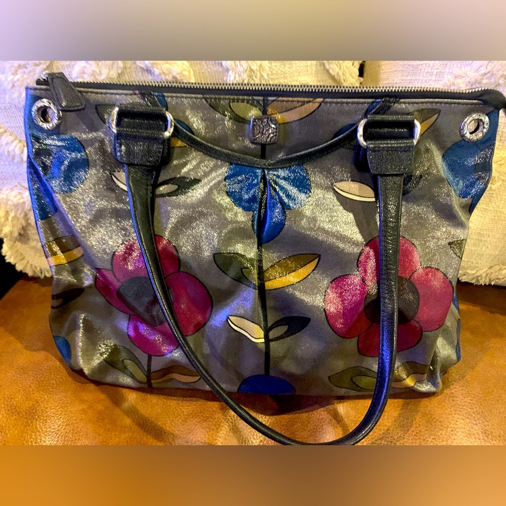 Brighton Collectibles Gray Gilly Flower Coated Purse